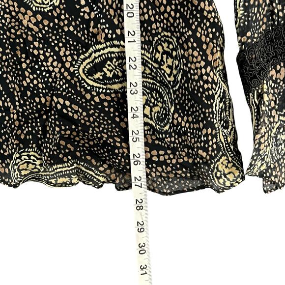 ICE Y2K Babydoll Top Womens L Black Silk Abstract Paisley Lined Boho Whimsygoth - Picture 11 of 16